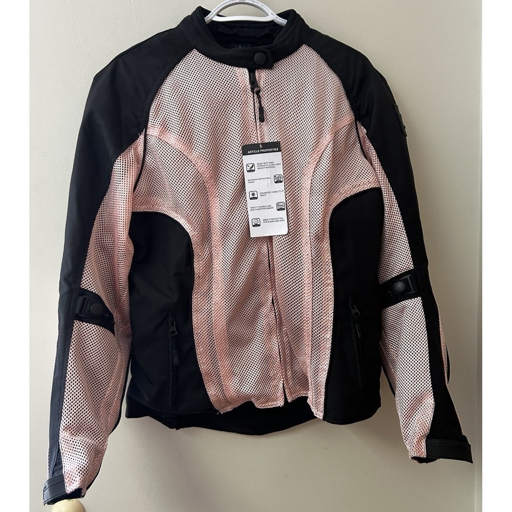 Viking Cycle Women's Motorcycle Padded Jacket Large Black, Pink
